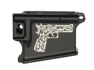 Laser Engraved Handgun Collage of Iconic Firearms on Custom AR-15 Black Lower