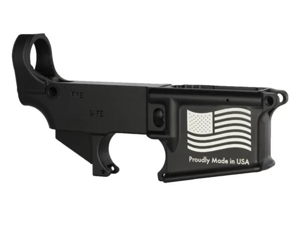 Proudly Made in USA American Flag AR15 80 Lower with laser engraved design