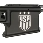 Laser engraved USA logo with stars shining brightly