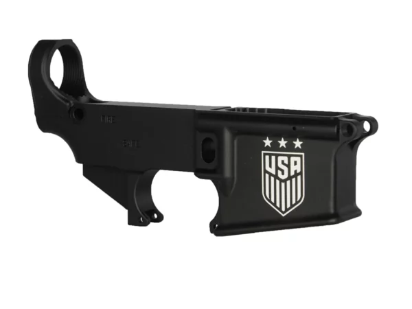 Laser engraved USA logo on 80% AR-15 lower receiver