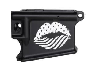 laser engraved lips with American flag lower receiver
