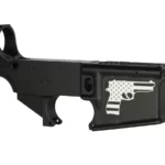 Personalized Laser Engraving | Pistol with American Flag Design | 80% AR-15 Black Lower
