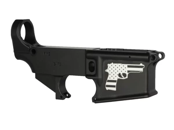Personalized Laser Engraving of Pistol with American Flag Design on 80% AR-15 Black Lower
