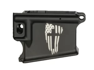 Custom 80% AR-15 Black lower with patriotic laser engraving - American Flag Cross.
