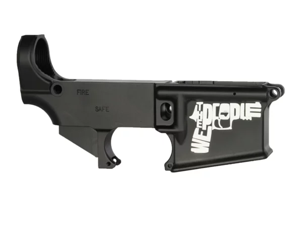 Detailed Laser Engraved Handgun Embodying American Spirit on We the People AR-15 Black Lower
