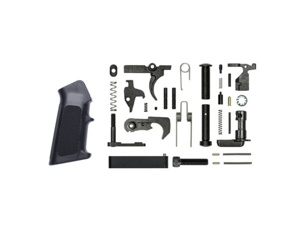 Complete mil-spec AR-15 lower parts kit included with MFT Battlelink black build kit