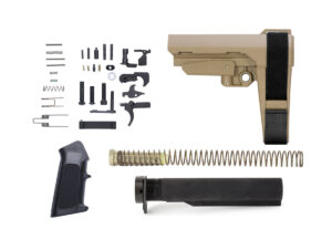 SB Tactical SBA3 FDE pistol brace lower build kit with mil-spec buffer tube and lower parts kit