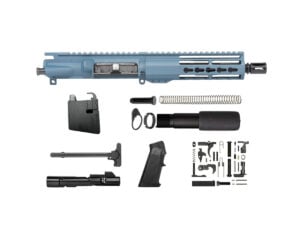 8.3" AR-15 9mm Titanium Blue Pistol Kit 7" Riveted Keymod